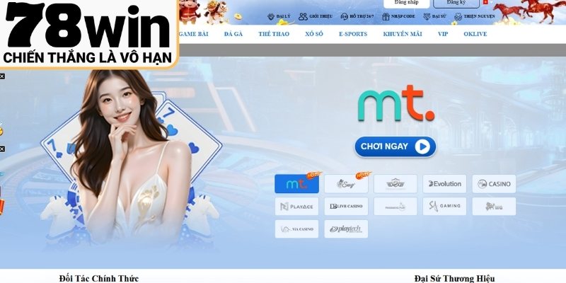 Sảnh casino 78win với giao diện sang trọng