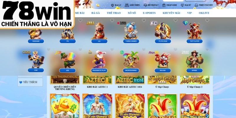 Sảnh nổ hũ 78win với giao diện chuyên nghiệp